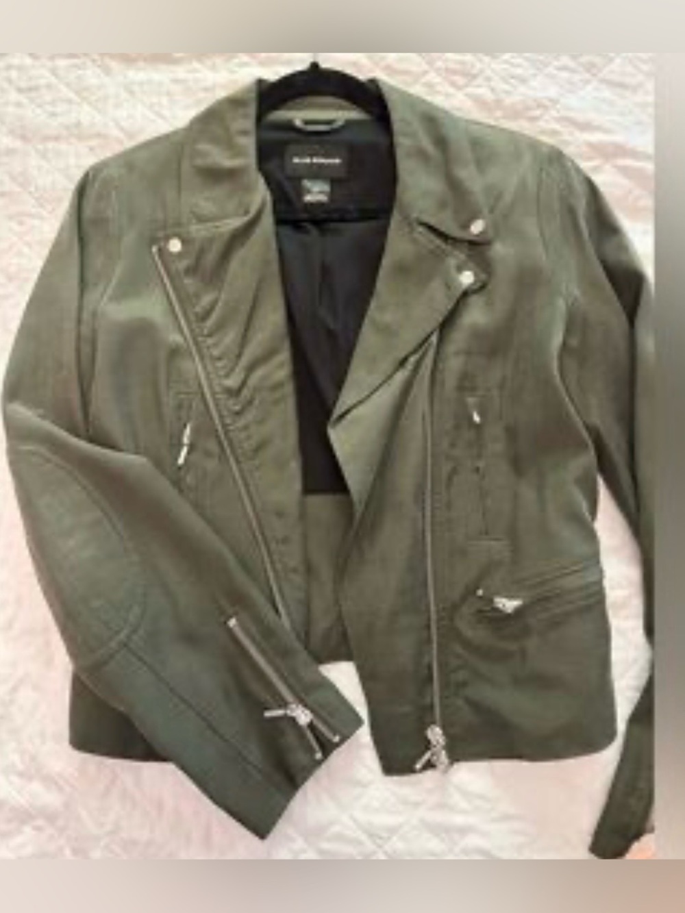 Club Monaco  Karpri Olive Green 
Moto Jacket Asymmetric Zip Biker
Coat  Sz S EUC - Picture 4 of 13